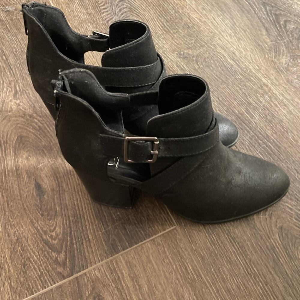 Black Ankle Boots with Buckle Detail